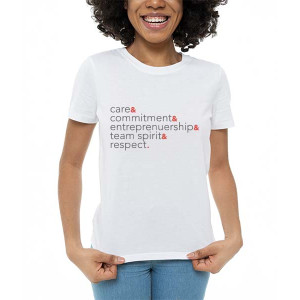 Camiseta Valores Baby look Branca - delaware